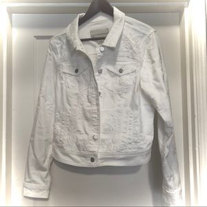 Anthropologie - Embroidered White Denim Jacket